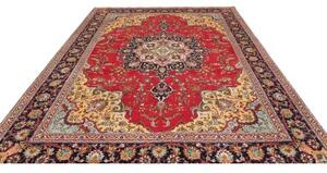 Tappeto Tabriz Medaglione Floreale Rosso Blu Scuro 257x348 Cm