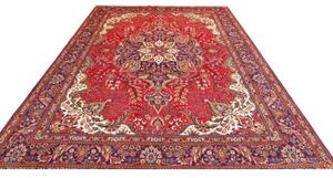 Tappeto Tabriz Medaglione Floreale Rosso Blu Scuro 248x350 Cm