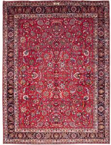 Tappeto Mashad Floreale Rosso Blu Scuro 302x402 Cm