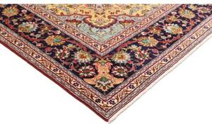 Tappeto Tabriz Medaglione Floreale Rosso Blu Scuro 257x348 Cm