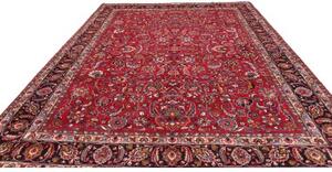 Tappeto Mashad Floreale Rosso Blu Scuro 302x402 Cm
