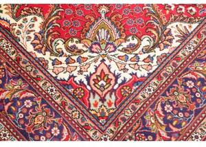 Tappeto Tabriz Medaglione Floreale Rosso Blu Scuro 248x350 Cm