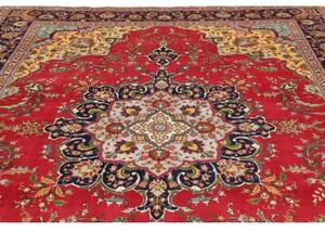 Tappeto Tabriz Medaglione Floreale Rosso Blu Scuro 257x348 Cm
