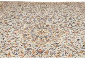 Tappeto Kashan Medaglione Floreale Avorio Blu 292x405 Cm