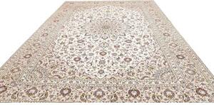 Tappeto Kashan Medaglione Floreale Avorio Blu Scuro 300x403 Cm