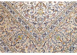 Tappeto Kashan Floreale Avorio Blu 285x392 Cm
