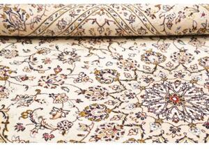 Tappeto Kashan Medaglione Floreale Avorio Blu Scuro 196x312 Cm