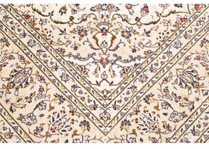 Tappeto Kashan Medaglione Floreale Avorio Blu Scuro 196x312 Cm