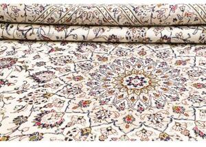 Tappeto Kashan Medaglione Floreale Avorio Blu Scuro 300x403 Cm