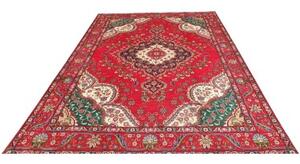 Tappeto Tabriz Medaglione Floreale Rosso Avorio 210x300 Cm