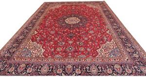 Tappeto Sarough Medaglione Floreale Rosso Blu Scuro 296x402 Cm