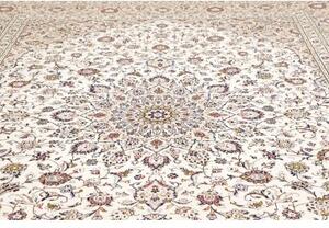 Tappeto Kashan Medaglione Floreale Avorio Blu Scuro 300x403 Cm