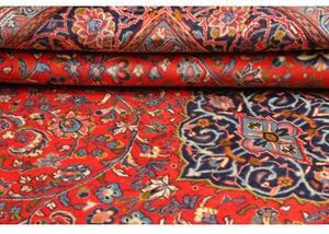 Tappeto Sarough Medaglione Floreale Rosso Corallo Blu Scuro 202x295 Cm