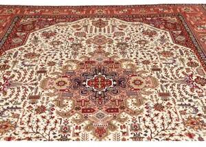 Tappeto Tabriz Stilizzato Avorio Rosso 252x346 Cm