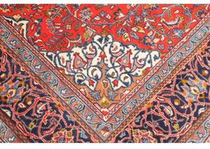 Tappeto Sarough Medaglione Floreale Rosso Corallo Blu Scuro 202x295 Cm