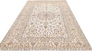 Tappeto Kashan Medaglione Floreale Avorio Blu Scuro 196x312 Cm