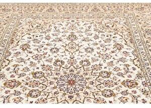 Tappeto Kashan Medaglione Floreale Avorio Blu Scuro 196x312 Cm