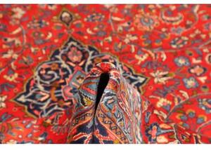 Tappeto Sarough Medaglione Floreale Rosso Corallo Blu Scuro 202x295 Cm