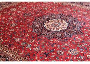 Tappeto Sarough Medaglione Floreale Rosso Blu Scuro 296x402 Cm