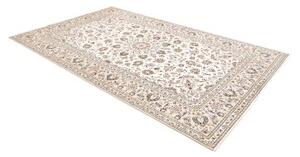Tappeto Kashan Medaglione Floreale Avorio Blu Scuro 193x306 Cm