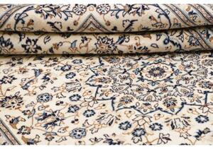 Tappeto Kashan Medaglione Floreale Avorio Blu 200x303 Cm