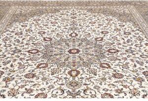 Tappeto Kashan Medaglione Floreale Avorio Grigio Tortora 300x397 Cm