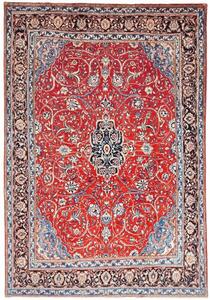 Tappeto Sarough Medaglione Floreale Rosso Blu Scuro 214x310 Cm