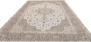 Tappeto Kashan Medaglione Floreale Avorio Grigio Tortora 300x397 Cm