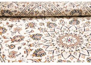 Tappeto Kashan Medaglione Floreale Avorio Blu Scuro 193x306 Cm