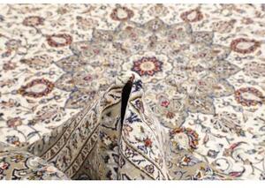 Tappeto Kashan Medaglione Floreale Avorio Grigio Tortora 300x397 Cm