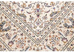 Tappeto Kashan Medaglione Floreale Avorio Blu Scuro 193x306 Cm