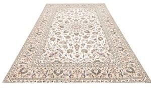Tappeto Kashan Medaglione Floreale Avorio Blu Scuro 193x306 Cm
