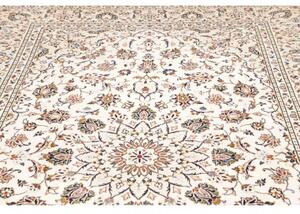 Tappeto Kashan Medaglione Floreale Avorio Blu Scuro 193x306 Cm