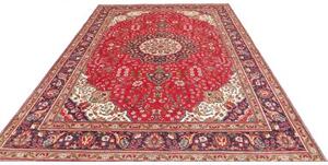 Tappeto Tabriz Medaglione Floreale Rosso Blu Scuro 230x330 Cm