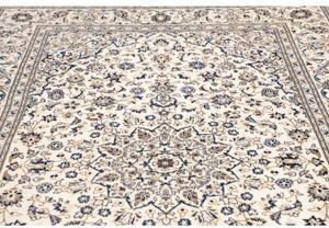 Tappeto Kashan Medaglione Floreale Avorio Blu 200x303 Cm