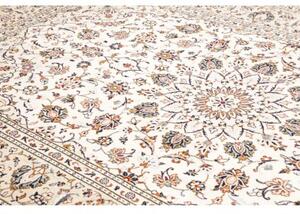 Tappeto Kashan Medaglione Floreale Avorio Blu Scuro 193x306 Cm