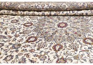 Tappeto Kashan Medaglione Floreale Avorio Grigio Tortora 300x397 Cm