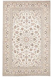 Tappeto Kashan Medaglione Floreale Avorio Blu Scuro 193x306 Cm