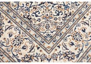 Tappeto Kashan Medaglione Floreale Avorio Blu 200x303 Cm