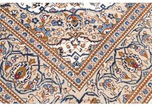 Tappeto Kashan Medaglione Floreale Avorio Blu Cobalto 194x318 Cm