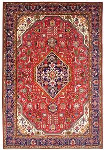 Tappeto Tabriz Stilizzato Rosso Blu Scuro 202x300 Cm