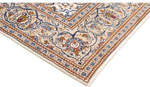 Tappeto Kashan Medaglione Floreale Avorio Blu Cobalto 194x318 Cm