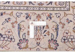 Tappeto Kashan Medaglione Floreale Avorio Blu Scuro 193x306 Cm