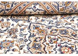 Tappeto Kashan Medaglione Floreale Avorio Blu Cobalto 194x318 Cm