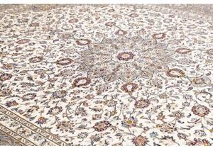 Tappeto Kashan Medaglione Floreale Avorio Grigio Tortora 300x397 Cm