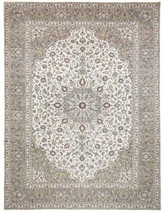 Tappeto Kashan Medaglione Floreale Avorio Grigio Tortora 300x397 Cm