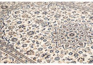 Tappeto Kashan Medaglione Floreale Avorio Blu 200x303 Cm