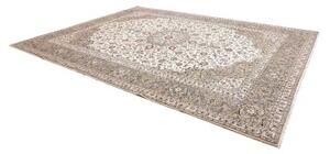 Tappeto Kashan Medaglione Floreale Avorio Grigio Tortora 300x397 Cm