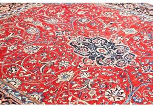 Tappeto Sarough Medaglione Floreale Rosso Blu Scuro 214x310 Cm