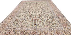 Tappeto Kashan Floreale Verde Salvia Avorio 303x410 Cm